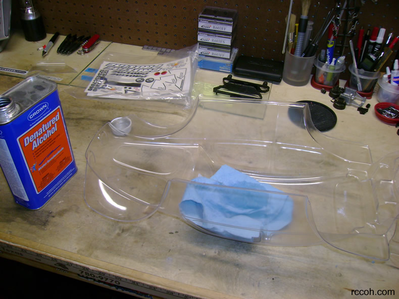 cleaned with denatured alcohol